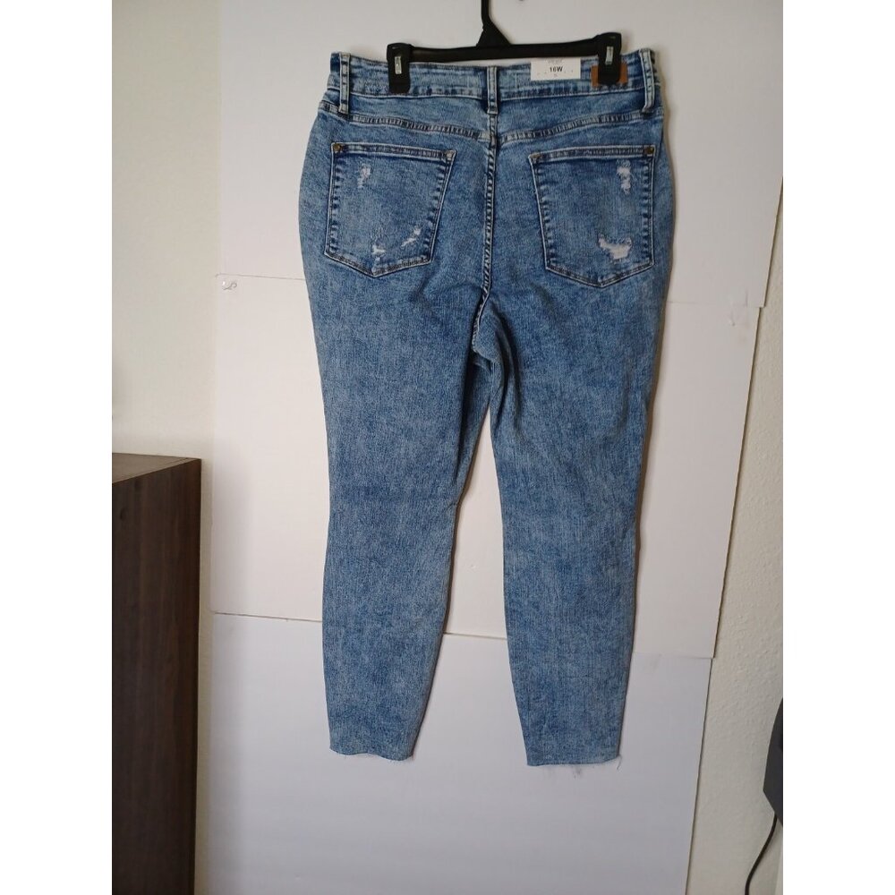 Judy Blue Skinny Fit High Waist Jeans Raw Hem Distressed 16W 34X27 - Picture 10 of 10